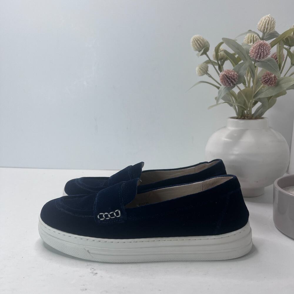 Boden Velvet Platform Slip On Casual Loafer Navy Blue Women 5.5/EU 36